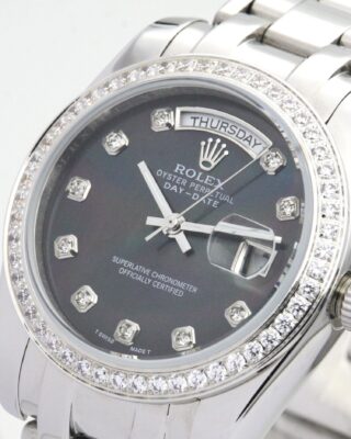 Replica Rolex Day-Date Black Dial 118346 Angle Detail