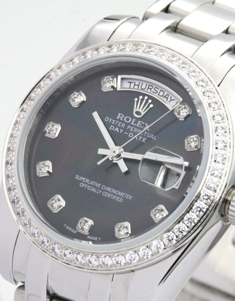 Replica Rolex Day-Date Black Dial 118346 Angle Detail