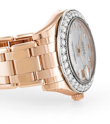 Replica Rolex Pearlmaster Mother of Pearl Dial 81285 Angle Detail