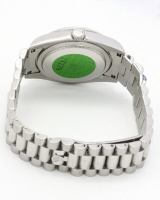 Replica Rolex Day-Date Green and Silver with Diamonds Dial 118346 Angle Detail