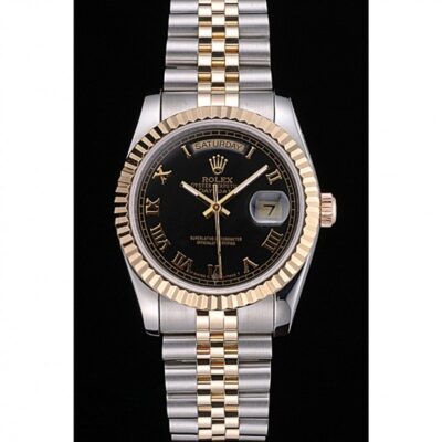 Superclone Rolex Day-Date Black Dial SRL78 Perspective View