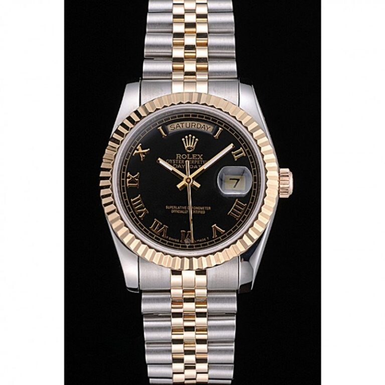 Superclone Rolex Day-Date Black Dial SRL78 Perspective View
