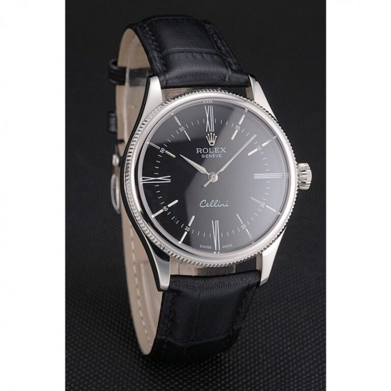 Superclone Rolex Cellini Black Dial REP016804 Angle Detail
