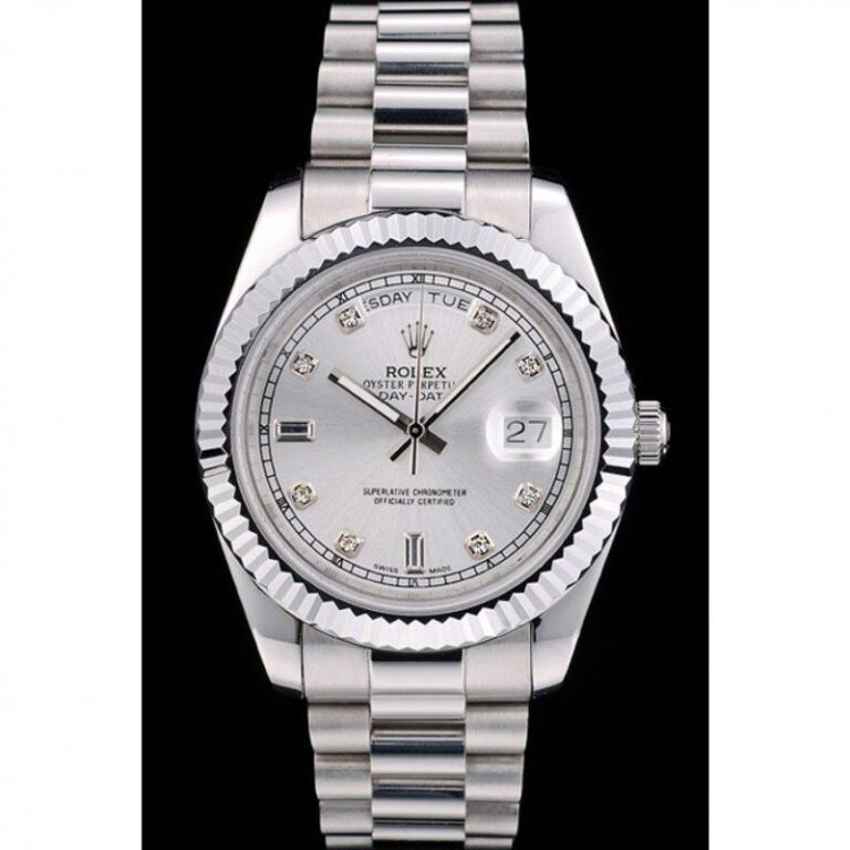 Superclone Rolex Day-Date Silver Dial 41995 Perspective View