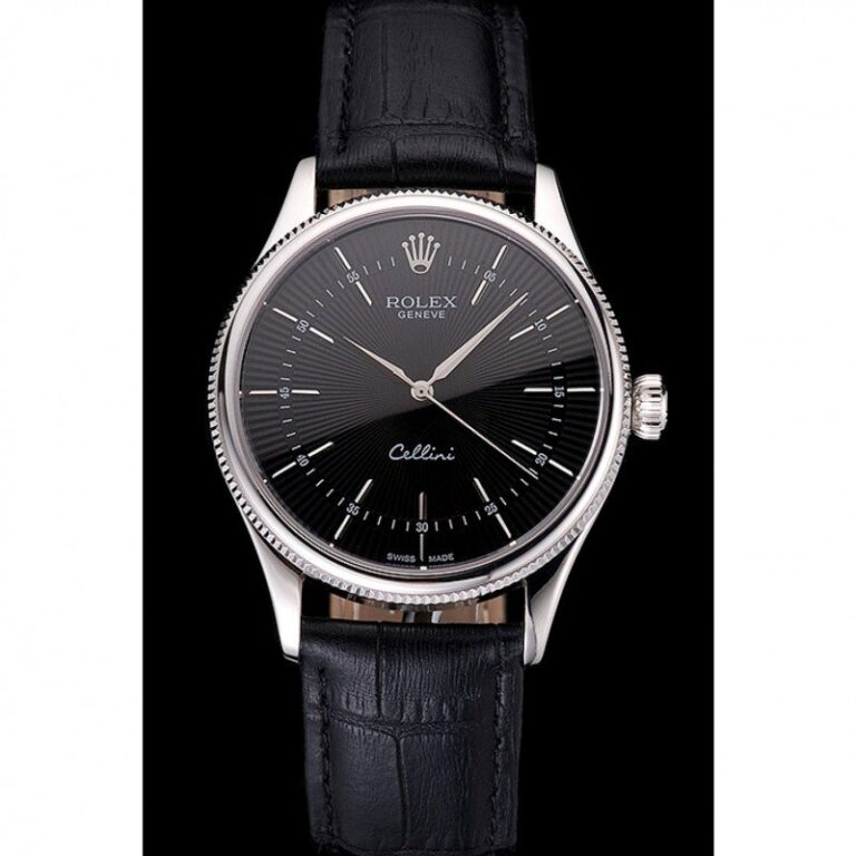 Superclone Rolex Cellini Black Dial REP016809 Perspective View