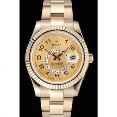 Replica Rolex Sky-Dweller Gold Dial 80243 Perspective View