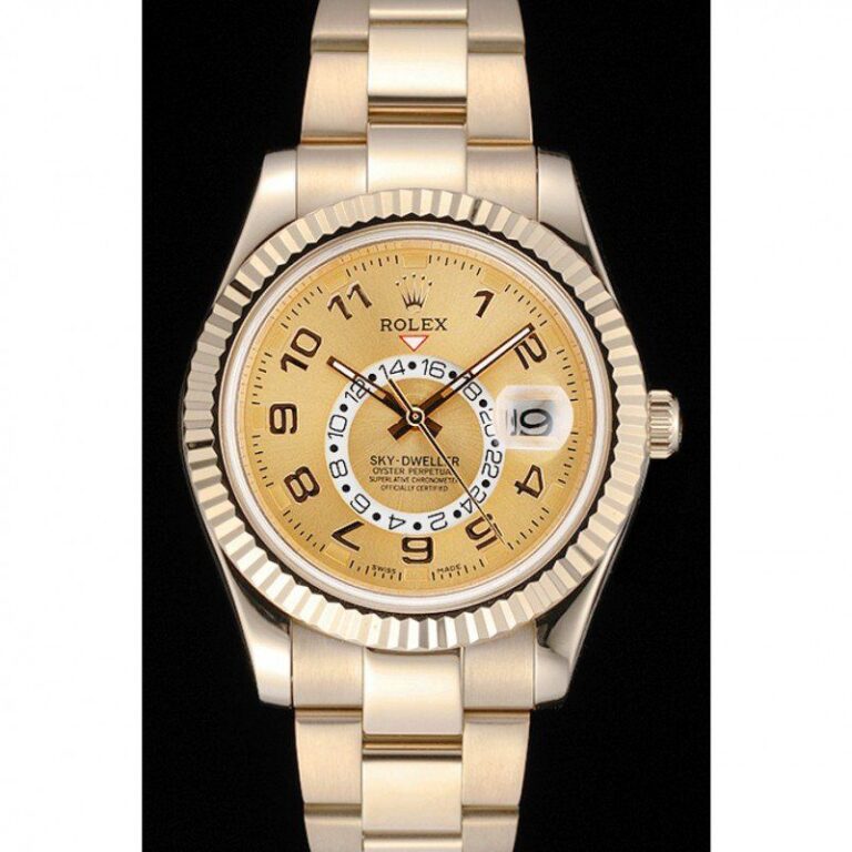 Replica Rolex Sky-Dweller Gold Dial 80243 Perspective View