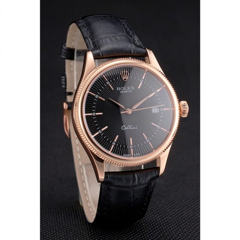 Superclone Rolex Cellini Black Dial REP016799 Angle Detail