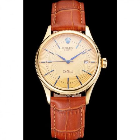 Superclone Rolex Cellini 38mm Gold Dial REP016797 2