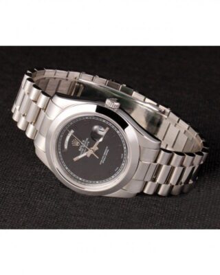 Superclone Rolex Day-Date Black Dial 80294 Close-Up Focus