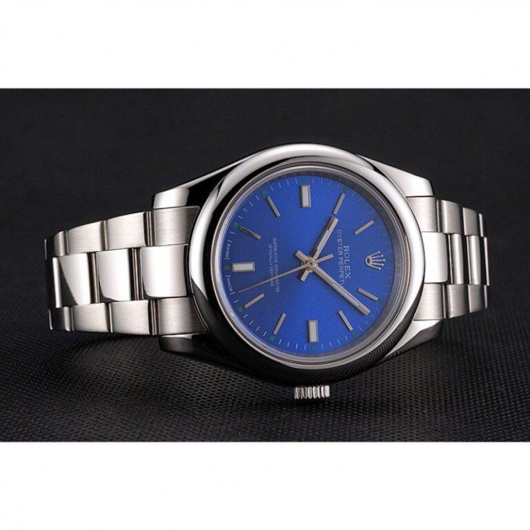 Replica Rolex Oyster Perpetual Date Blue Dial REP016835 Close-Up Focus