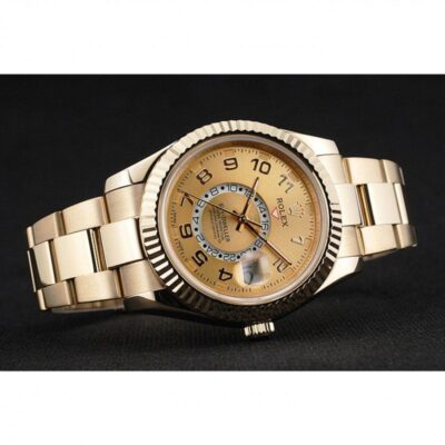 Replica Rolex Sky-Dweller Gold Dial 80243 Close-Up Focus