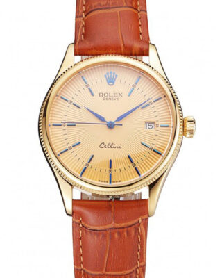Swiss Fake Rolex Cellini 38mm Gold Dial REP016797