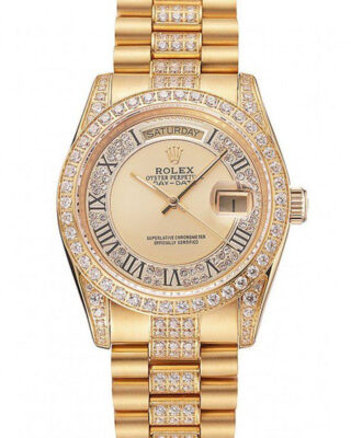 Swiss Fake Rolex Day-Date 37mm Gold Dial 1453954