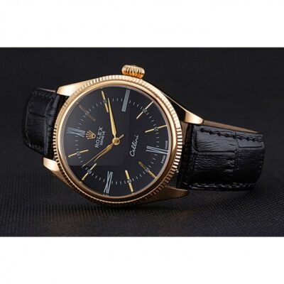 Replica Rolex Cellini Black Dial 622832 Close-Up Focus
