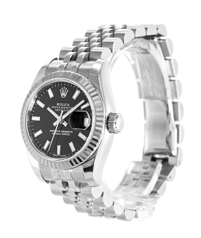 Replica Rolex Datejust Black Dial 179174 Perspective View