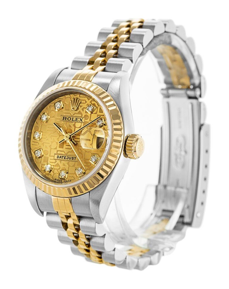 Replica Rolex Datejust Gold Dial 79173 Perspective View