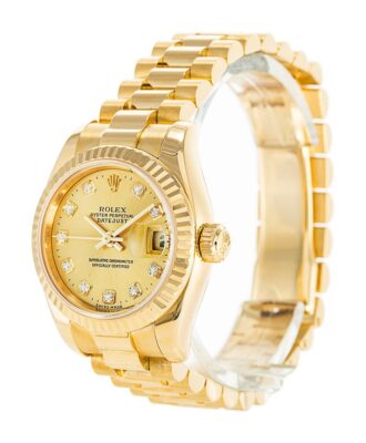 Replica Rolex Datejust Gold Dial 179178 Perspective View