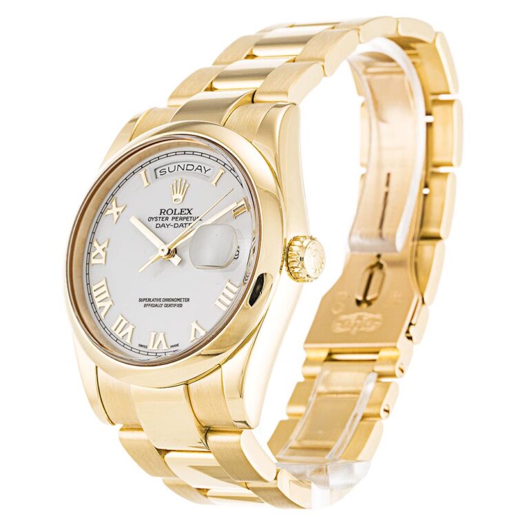 Replica Rolex Day-Date White Dial 118208 Perspective View