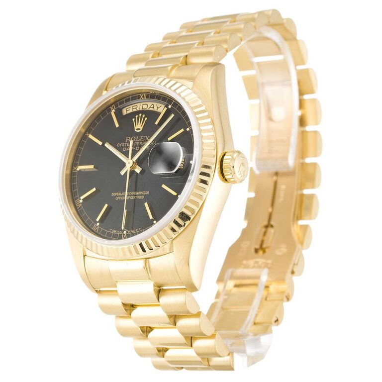 Replica Rolex Day-Date Black Dial 18038 Perspective View