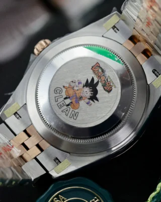 Replica Rolex Datejust Black Dial fluted Bezel Two Tone Jubilee Bracelet