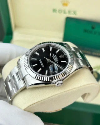 Replica Rolex Datejust Black Dial Fluted Bezel Oyster Bracelet