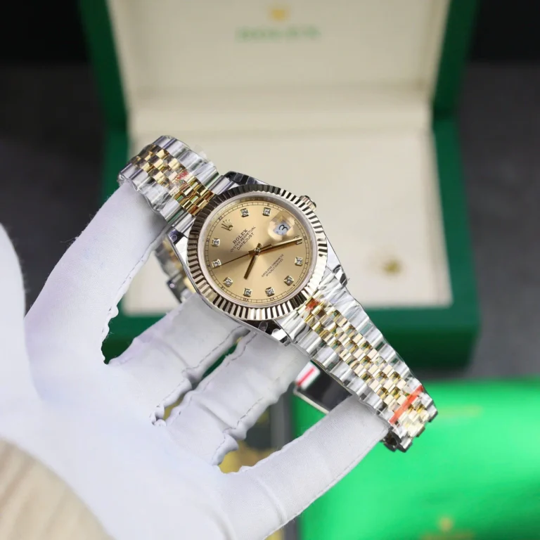 Replica Rolex Datejust Champagne Dial Fluted Bezel Jubilee Bracelet