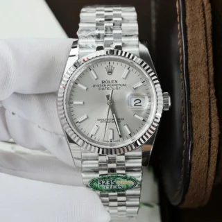 Replica Rolex Datejust Silver Dial Fluted Bezel Jubilee Bracelet