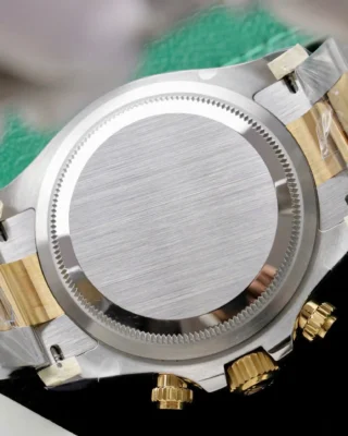 Replica Rolex Daytona Black Dial Gold Bezel Two Tone Oyster Bracelet