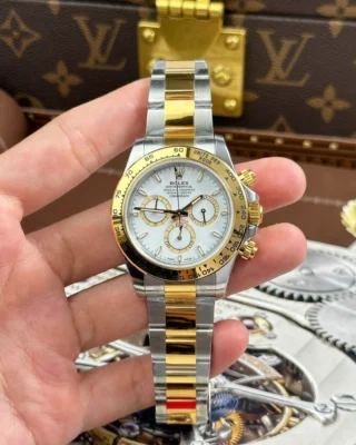 Replica Rolex Dayton White Dial Gold Bezel Two Tone Oyster Bracelet