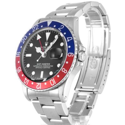 Replica Rolex GMT-Master Black Dial 16710 "Pepsi" Angle Detail