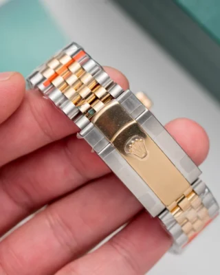 Replica Rolex Datejust Black Dial Diamond Numerals Jubilee Bracelet Two Toned