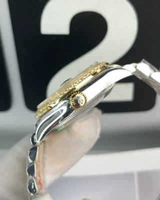 Replica Rolex Datejust Champagne Dial Diamond Bezel