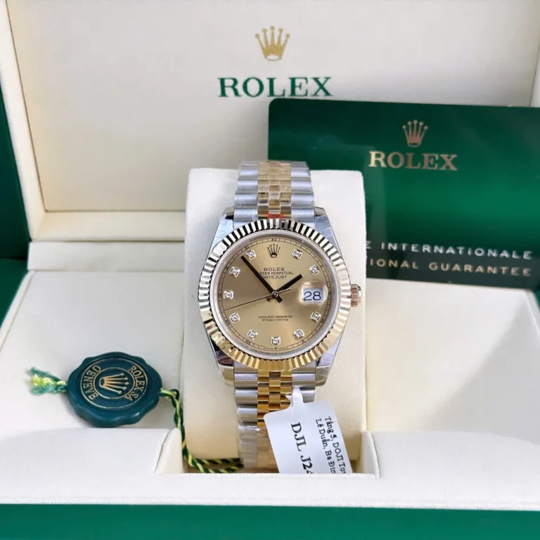 Replica Rolex Datejust Gold Dial Fluted Bezel Two Tone Jubilee Bracelet