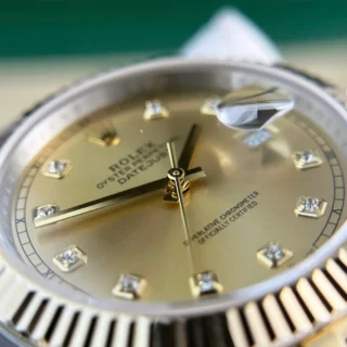 Replica Rolex Datejust Gold Dial Fluted Bezel Two Tone Jubilee Bracelet