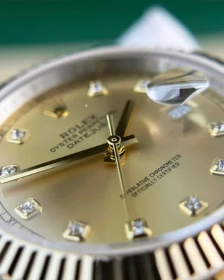 Replica Rolex Datejust Gold Dial Fluted Bezel Two Tone Jubilee Bracelet