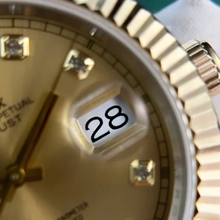 Replica Rolex Datejust Gold Dial Fluted Bezel Two Tone Jubilee Bracelet