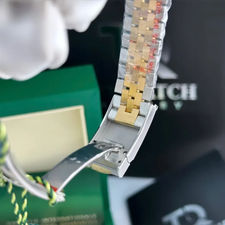 Replica Rolex Datejust Gold Dial Fluted Bezel Two Tone Jubilee Bracelet