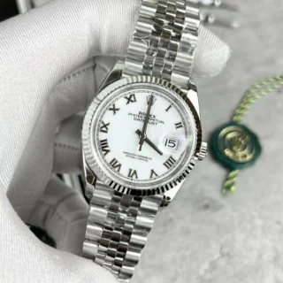 Replica Rolex Datejust White Dial Fluted Bezel Jubilee Bracelet