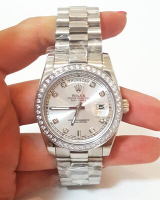 Replica Rolex Day-Date Silver Dial 118346 Angle Detail