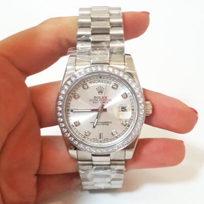 Replica Rolex Day-Date Silver Dial 118346 Angle Detail