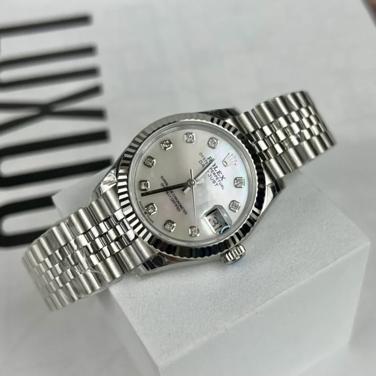 Replica Rolex Datejust Pearl White Dial Fluted Bezel Jubilee Bracelet