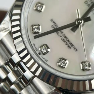 Replica Rolex Datejust Pearl White Dial Fluted Bezel Jubilee Bracelet