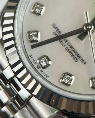 Replica Rolex Datejust Pearl White Dial Fluted Bezel Jubilee Bracelet