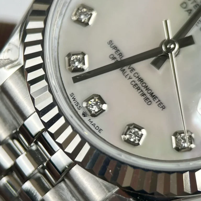 Replica Rolex Datejust Pearl White Dial Fluted Bezel Jubilee Bracelet