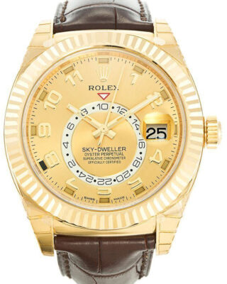 Fake Rolex Sky-Dweller 42mm Gold Dial 326138