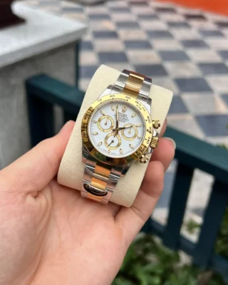 Replica Rolex Daytona White Dial Gold Case Two Tone Oyster Bracelet