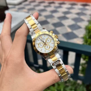 Replica Rolex Daytona White Dial Gold Case Two Tone Oyster Bracelet