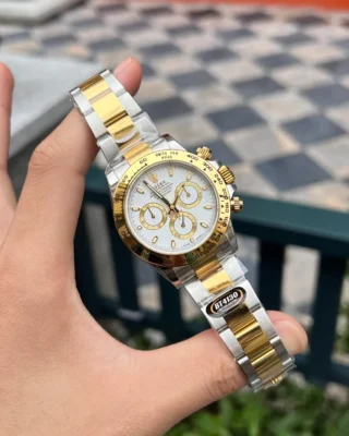 Replica Rolex Daytona White Dial Gold Case Two Tone Oyster Bracelet