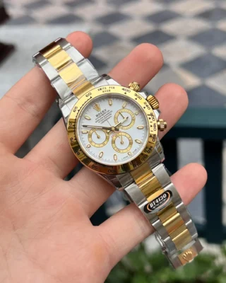 Replica Rolex Daytona White Dial Gold Case Two Tone Oyster Bracelet
